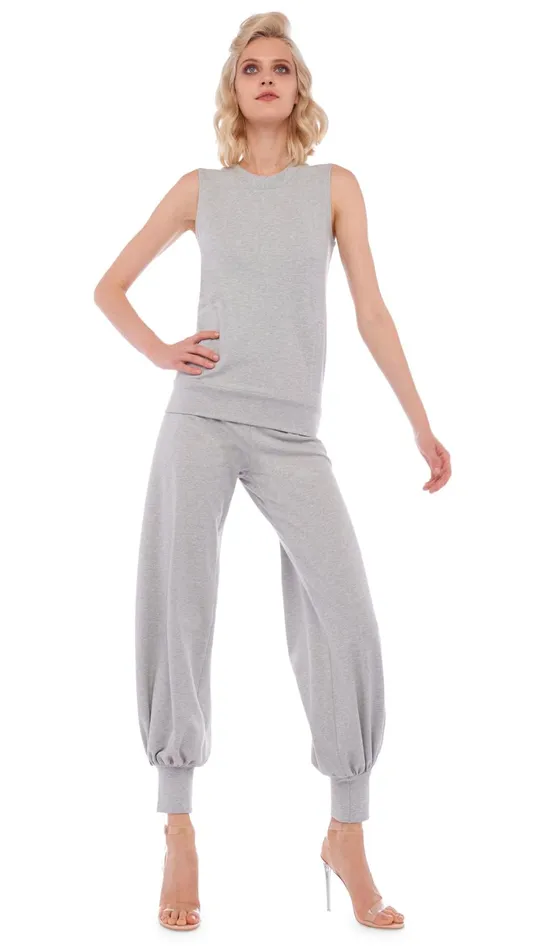 Norma Kamali Bottoms JOG FULL PANT Light Heather Grey 8211 Clothing