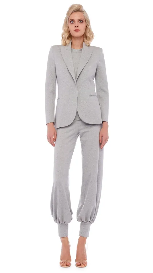 Norma Kamali Bottoms JOG FULL PANT Light Heather Grey 8211 Clothing