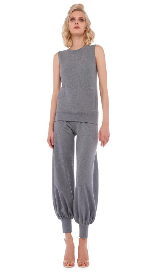 Norma Kamali Bottoms JOG FULL PANT Medium Heather Grey 8211 Clothing