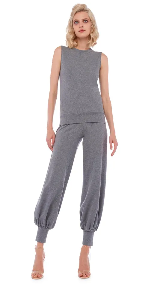 Norma Kamali Bottoms JOG FULL PANT Medium Heather Grey 8211 Clothing