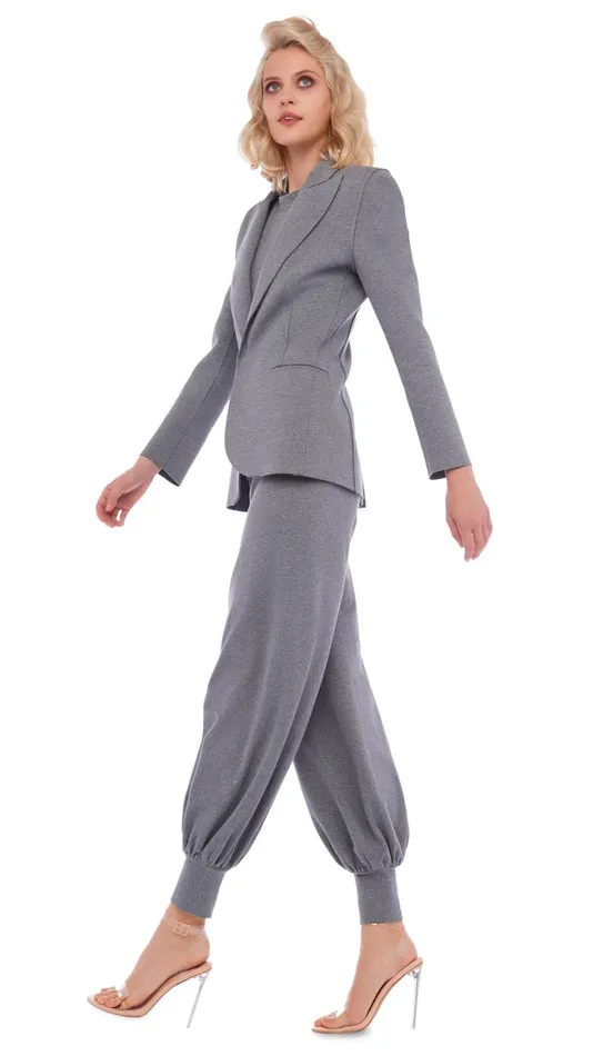 Norma Kamali Bottoms JOG FULL PANT Medium Heather Grey 8211 Clothing