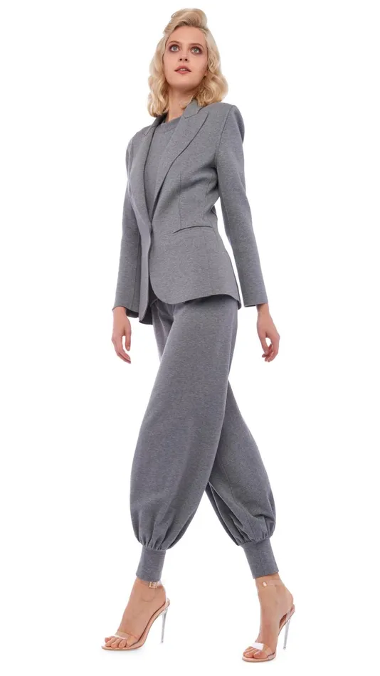 Norma Kamali Bottoms JOG FULL PANT Medium Heather Grey 8211 Clothing