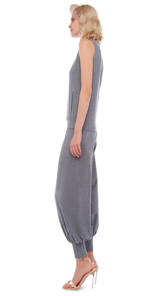 Norma Kamali Bottoms JOG FULL PANT Medium Heather Grey 8211 Clothing