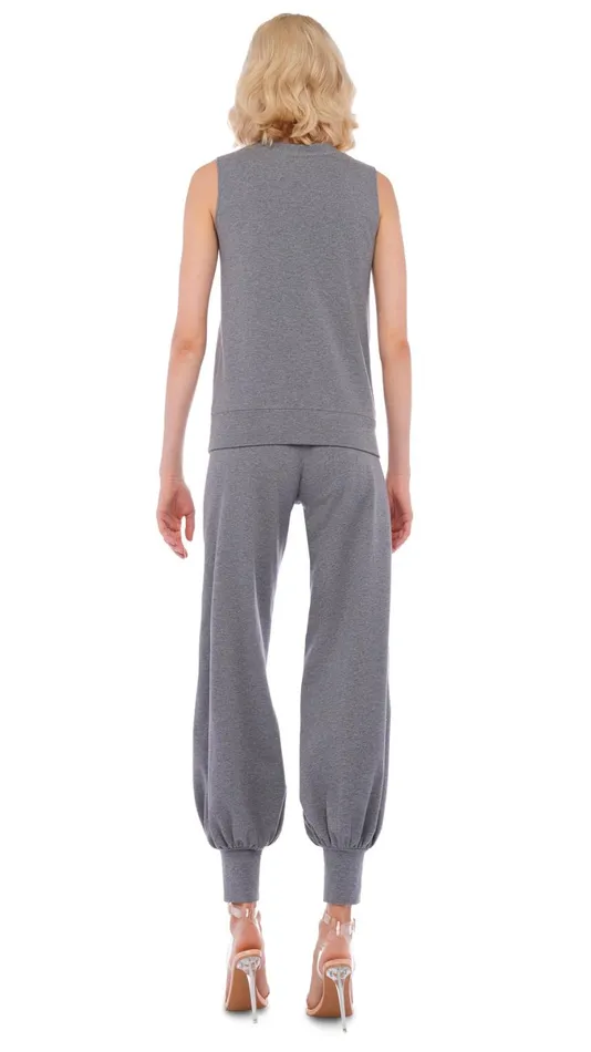 Norma Kamali Bottoms JOG FULL PANT Medium Heather Grey 8211 Clothing