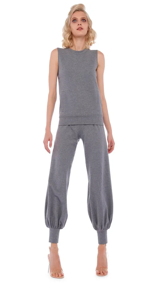 Norma Kamali Bottoms JOG FULL PANT Medium Heather Grey 8211 Clothing