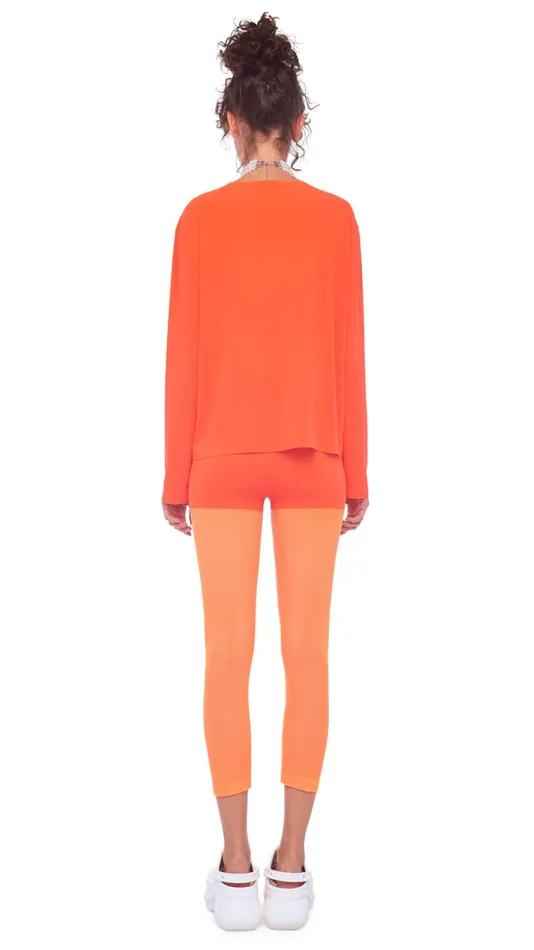 Norma Kamali Bottoms LEGGING W MESH BOTTOM Sosneon Orange Mesh 8211 Clothing Norma Kamali Bottoms LEGGING W MESH BOTTOM Sosneon Orange Mesh 8211 Clothing