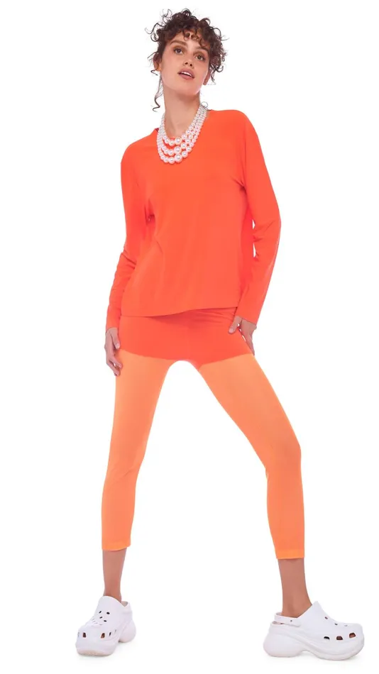 Norma Kamali Bottoms LEGGING W MESH BOTTOM Sosneon Orange Mesh 8211 Clothing Norma Kamali Bottoms LEGGING W MESH BOTTOM Sosneon Orange Mesh 8211 Clothing
