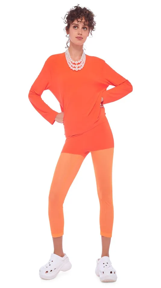 Norma Kamali Bottoms LEGGING W MESH BOTTOM Sosneon Orange Mesh 8211 Clothing Norma Kamali Bottoms LEGGING W MESH BOTTOM Sosneon Orange Mesh 8211 Clothing