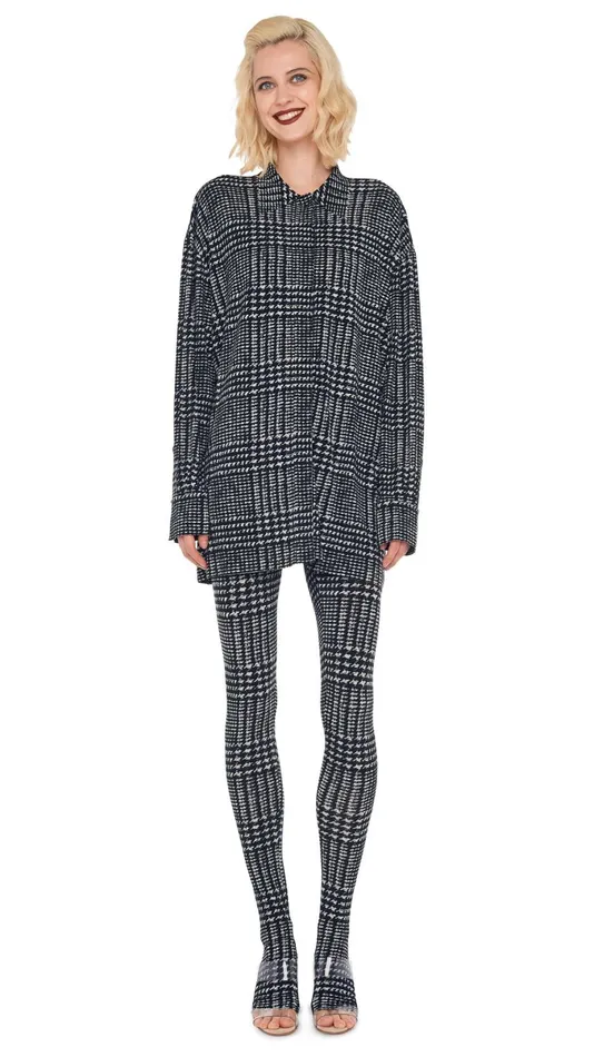 Norma Kamali Bottoms LEGGING WITH FOOTIE Large Glenn Plaid Tweed 8211 Clothing Norma Kamali Bottoms LEGGING WITH FOOTIE Large Glenn Plaid Tweed 8211 Clothing