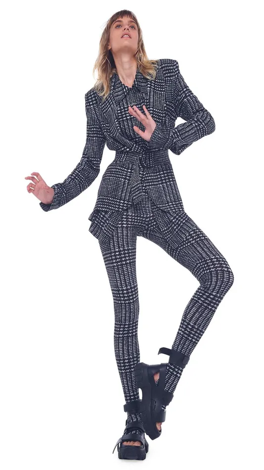 Norma Kamali Bottoms LEGGING WITH FOOTIE Large Glenn Plaid Tweed 8211 Clothing Norma Kamali Bottoms LEGGING WITH FOOTIE Large Glenn Plaid Tweed 8211 Clothing