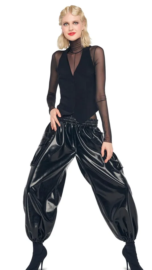 Norma Kamali Bottoms OVERSIZED BF CARGO SWEATPANT Black 8211 Clothing