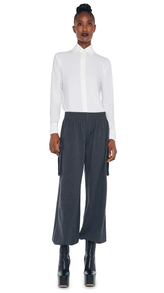 Norma Kamali Bottoms OVERSIZED BF CARGO SWEATPANT Dark Heather Grey 8211 Clothing Norma Kamali Bottoms OVERSIZED BF CARGO SWEATPANT Dark Heather Grey 8211 Clothing