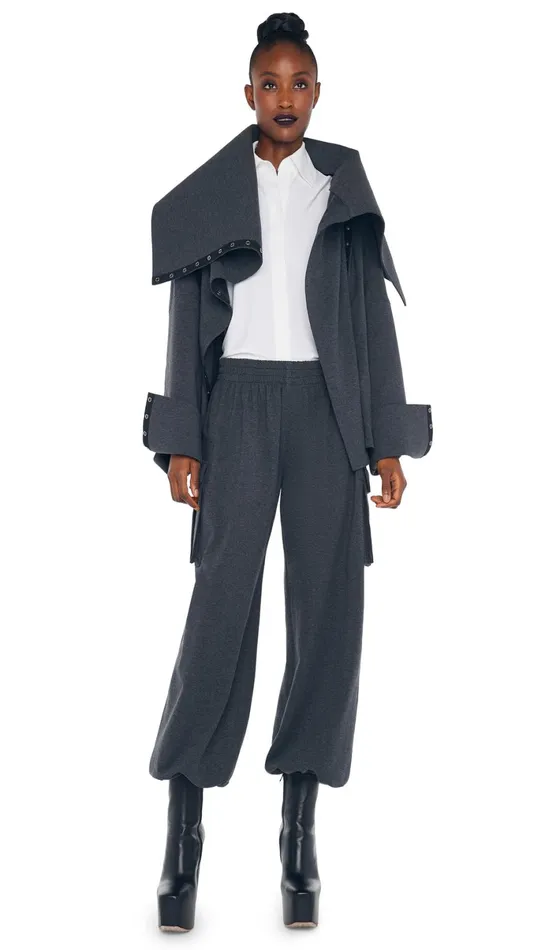 Norma Kamali Bottoms OVERSIZED BF CARGO SWEATPANT Dark Heather Grey 8211 Clothing Norma Kamali Bottoms OVERSIZED BF CARGO SWEATPANT Dark Heather Grey 8211 Clothing