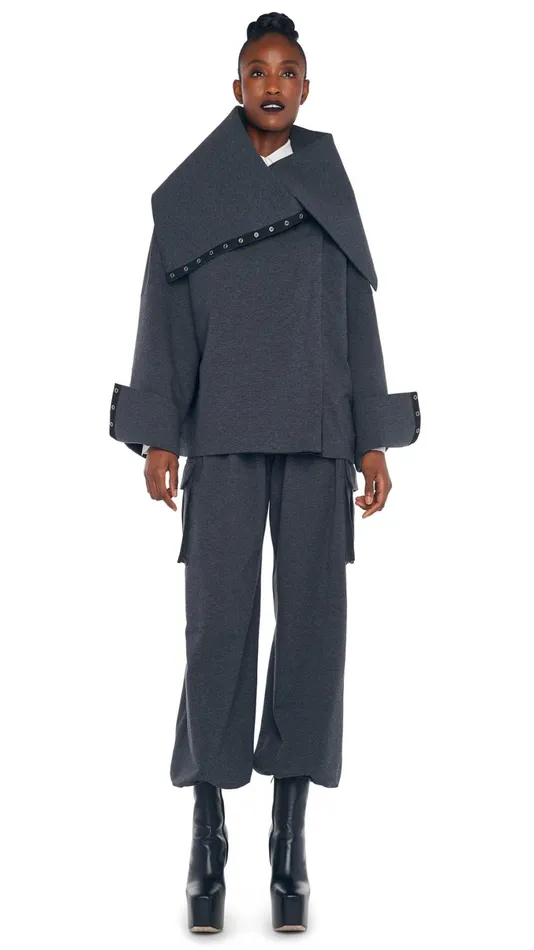 Norma Kamali Bottoms OVERSIZED BF CARGO SWEATPANT Dark Heather Grey 8211 Clothing Norma Kamali Bottoms OVERSIZED BF CARGO SWEATPANT Dark Heather Grey 8211 Clothing