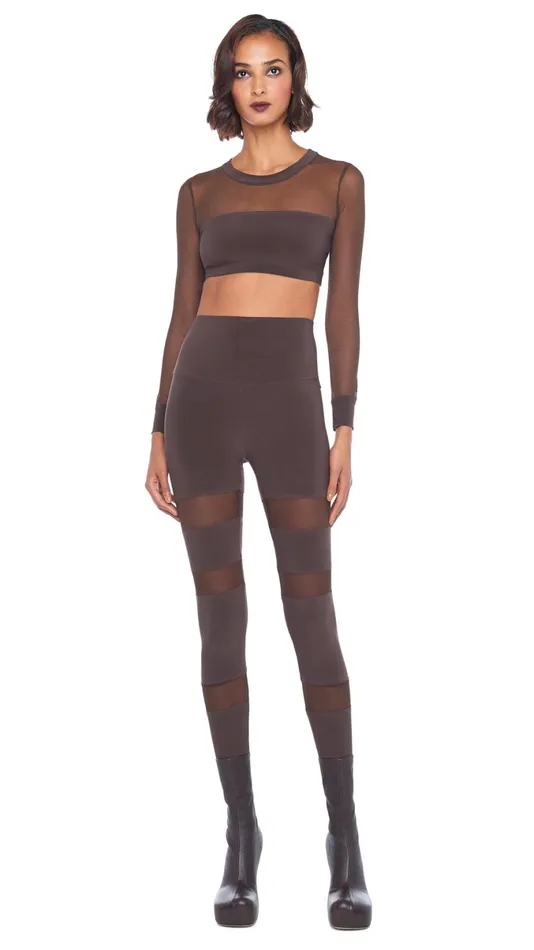 Norma Kamali Bottoms SHEER BLOCK LEGGING Chocolatechocolate Mesh 8211 Clothing Norma Kamali Bottoms SHEER BLOCK LEGGING Chocolatechocolate Mesh 8211 Clothing