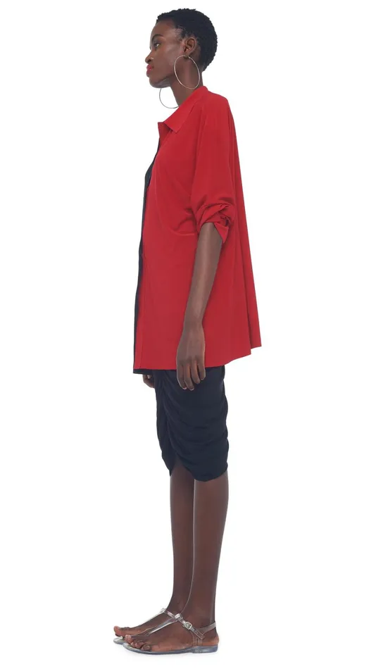 Norma Kamali Bottoms SHIRRED SKIRT TO KNEE Black 8211 Clothing