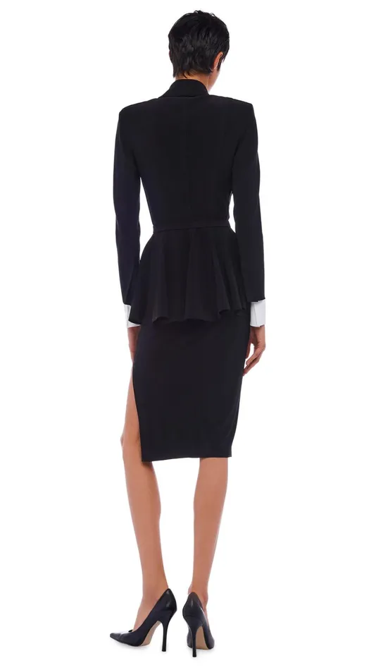 Norma Kamali Bottoms SIDE SLIT SKIRT COVER THE KNEE Black 8211 Clothing