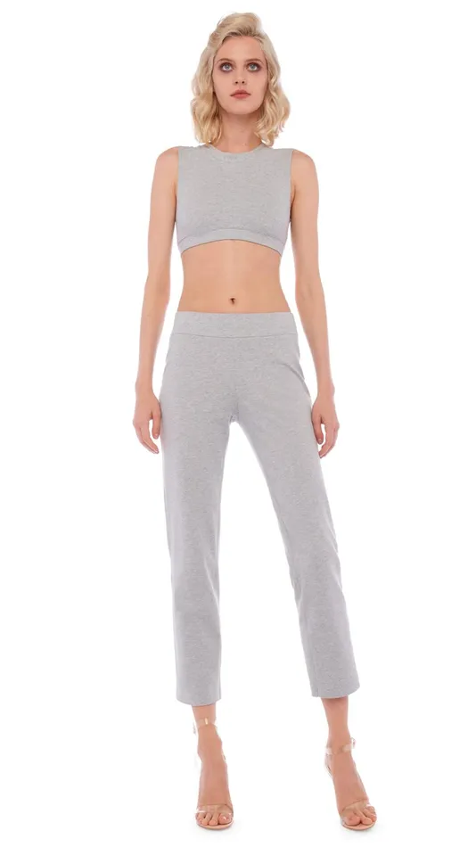 Norma Kamali Bottoms TAILORED PENCIL PANT Light Heather Grey 8211 Clothing