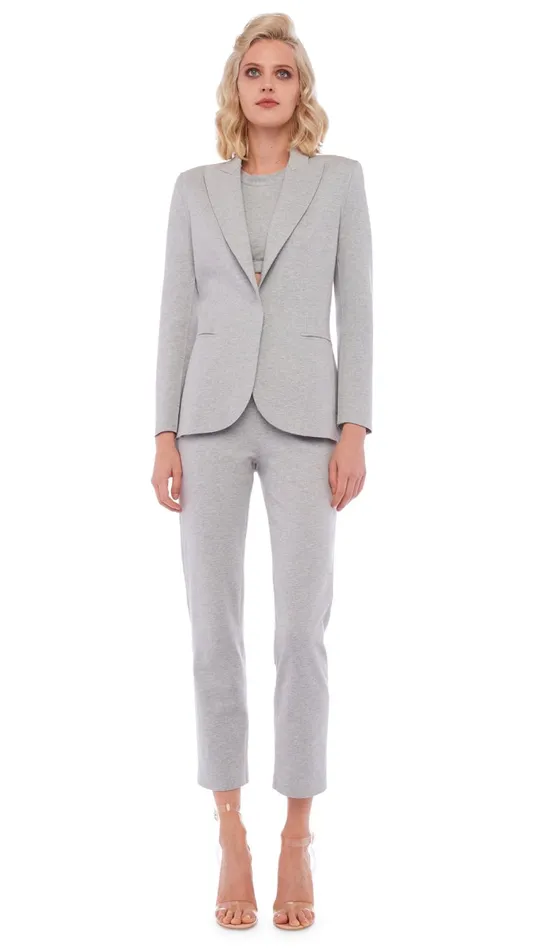 Norma Kamali Bottoms TAILORED PENCIL PANT Light Heather Grey 8211 Clothing