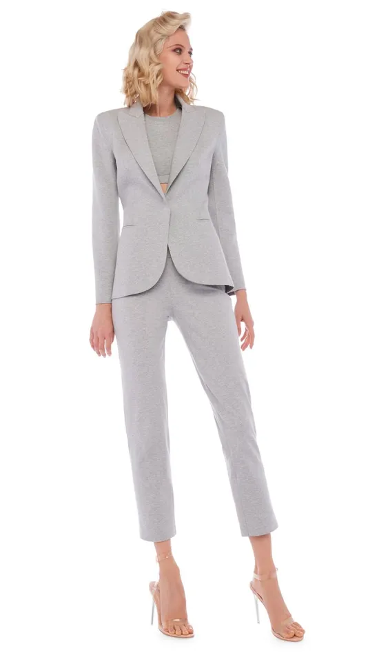 Norma Kamali Bottoms TAILORED PENCIL PANT Light Heather Grey 8211 Clothing