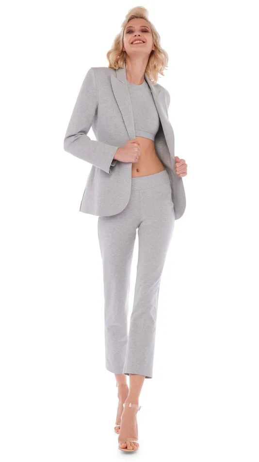 Norma Kamali Bottoms TAILORED PENCIL PANT Light Heather Grey 8211 Clothing