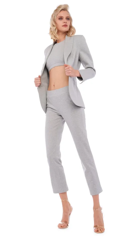 Norma Kamali Bottoms TAILORED PENCIL PANT Light Heather Grey 8211 Clothing