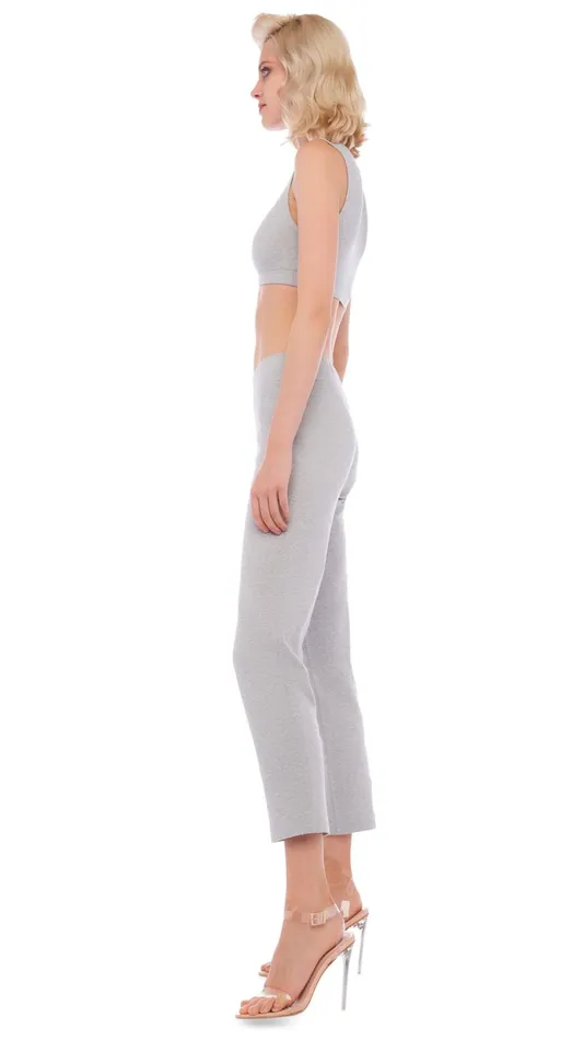 Norma Kamali Bottoms TAILORED PENCIL PANT Light Heather Grey 8211 Clothing