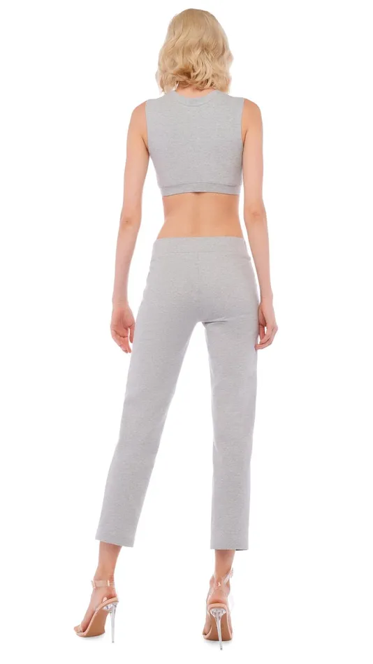 Norma Kamali Bottoms TAILORED PENCIL PANT Light Heather Grey 8211 Clothing