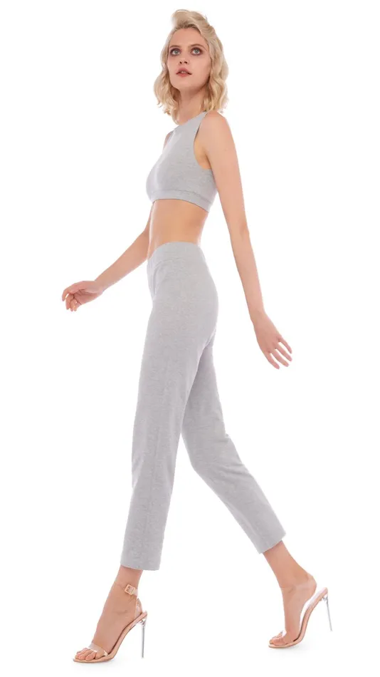 Norma Kamali Bottoms TAILORED PENCIL PANT Light Heather Grey 8211 Clothing