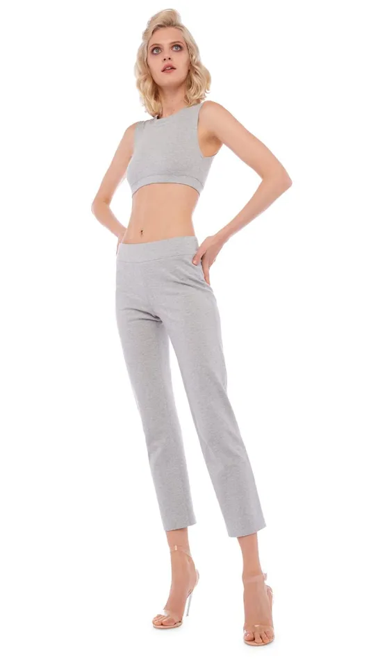 Norma Kamali Bottoms TAILORED PENCIL PANT Light Heather Grey 8211 Clothing