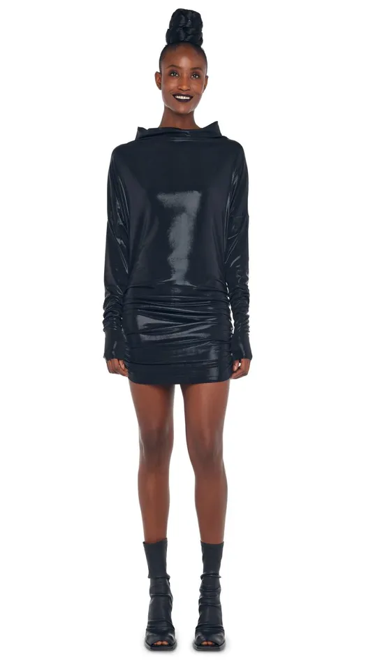 Norma Kamali Dresses ALL IN ONE SHIRRED MINI DRESS Black 8211 Clothing