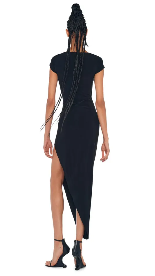 Norma Kamali Dresses CAP SLEEVE SIDE DRAPE GOWN Black 8211 Clothing
