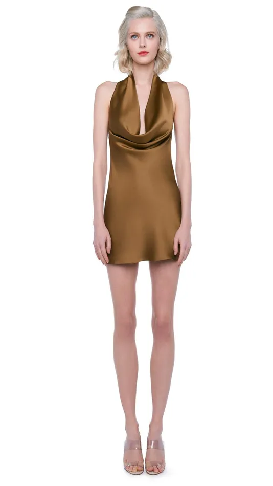Norma Kamali Dresses HALTER DRAPE MINI DRESS Woods 8211 Clothing
