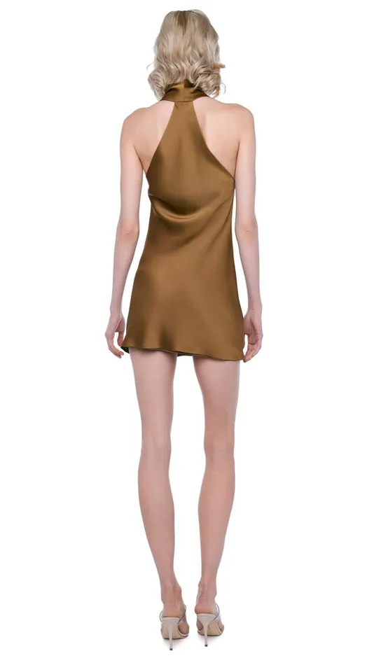 Norma Kamali Dresses HALTER DRAPE MINI DRESS Woods 8211 Clothing