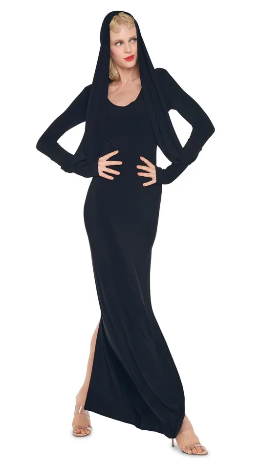Norma Kamali Dresses HOODED OPEN BACK SIDE SLIT GOWN Black 8211 Clothing