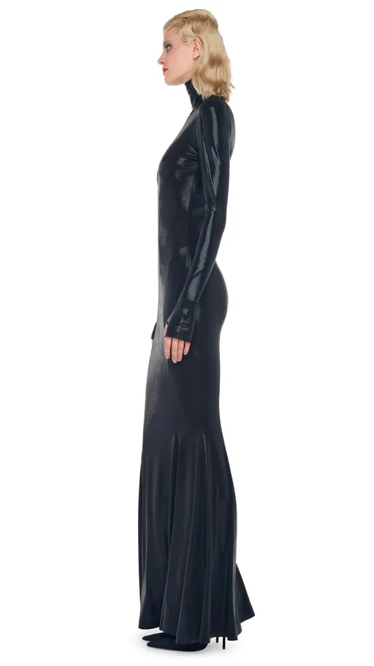 Norma Kamali Dresses LONG SLEEVE TURTLE FISHTAIL GOWN Black 8211 Clothing