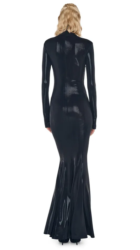 Norma Kamali Dresses LONG SLEEVE TURTLE FISHTAIL GOWN Black 8211 Clothing