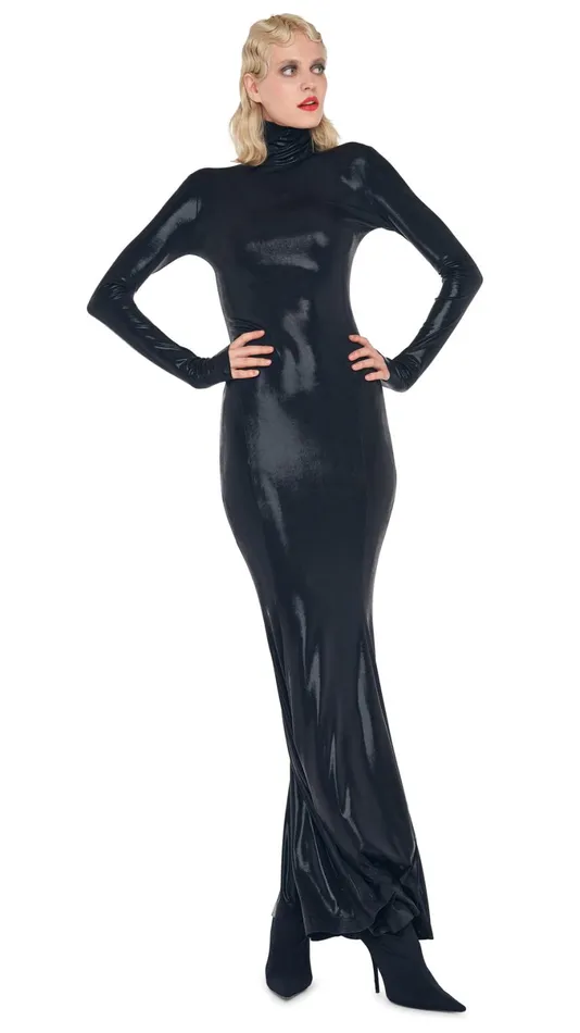Norma Kamali Dresses LONG SLEEVE TURTLE FISHTAIL GOWN Black 8211 Clothing