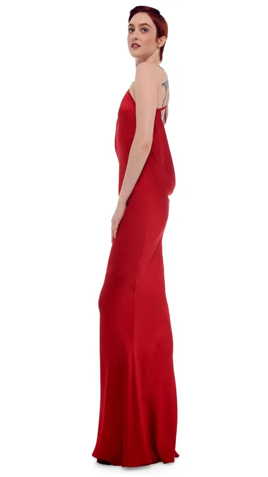 Norma Kamali Dresses ONE SHOULDER BIAS GOWN Tiger Red 8211 Clothing