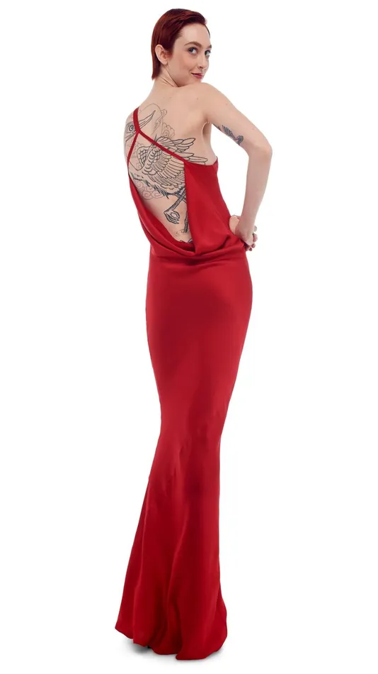 Norma Kamali Dresses ONE SHOULDER BIAS GOWN Tiger Red 8211 Clothing