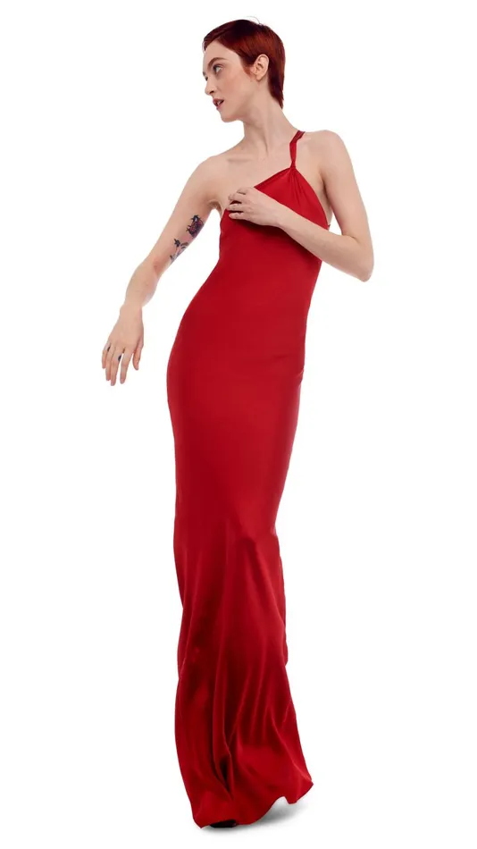 Norma Kamali Dresses ONE SHOULDER BIAS GOWN Tiger Red 8211 Clothing