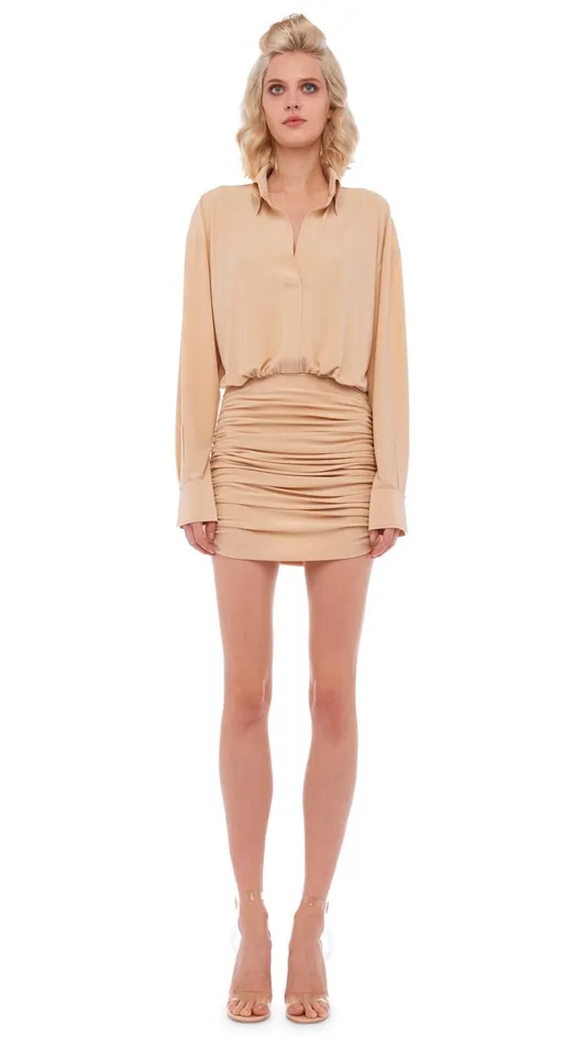 Norma Kamali Dresses OS BF NK SHIRT MINI DRESS Con Leche 8211 Clothing