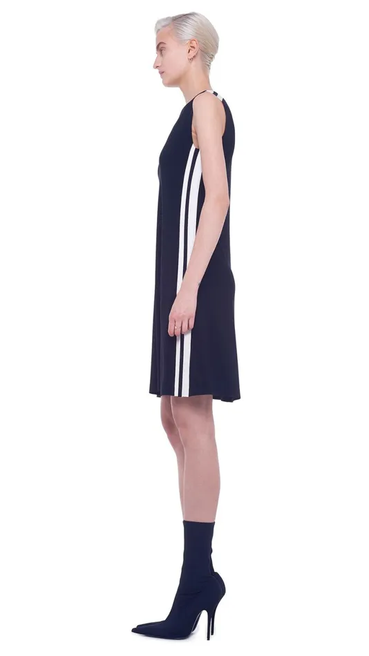 Norma Kamali Dresses SIDE STRIPE SWING DRESS Blackoffset Stripe 8211 Clothing Norma Kamali Dresses SIDE STRIPE SWING DRESS Blackoffset Stripe 8211 Clothing