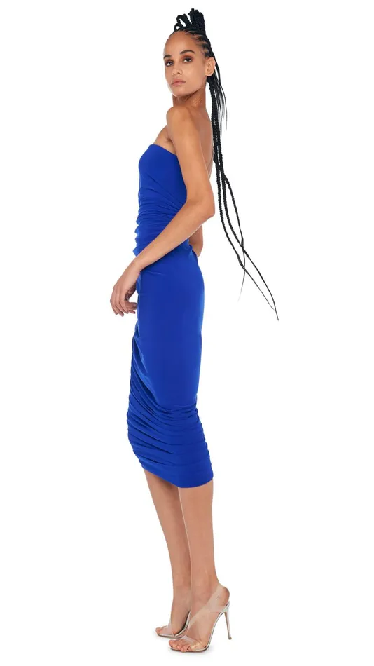 Norma Kamali Dresses STRAPLESS DIANA DRESS TO KNEE Electric Blue 8211 Clothing Norma Kamali Dresses STRAPLESS DIANA DRESS TO KNEE Electric Blue 8211 Clothing