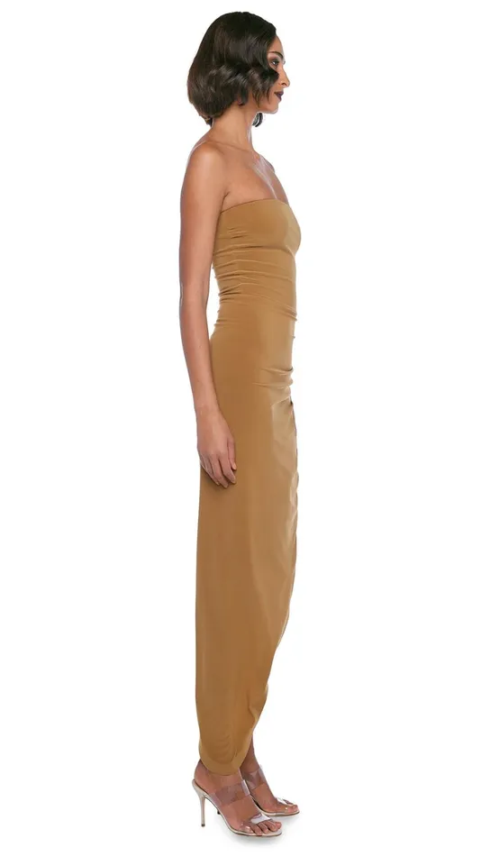 Norma Kamali Dresses STRAPLESS SIDE DRAPE GOWN Woods 8211 Clothing