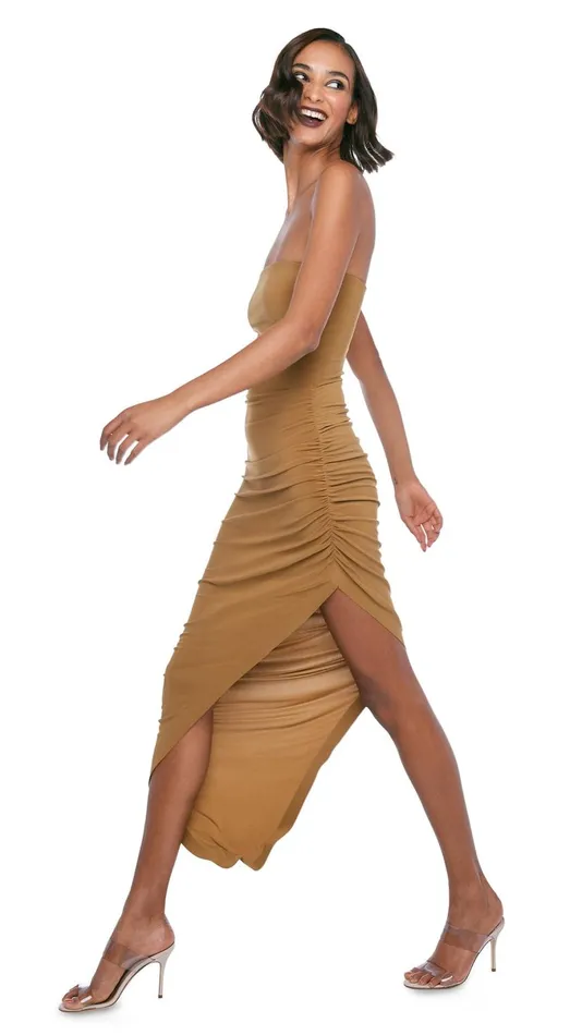 Norma Kamali Dresses STRAPLESS SIDE DRAPE GOWN Woods 8211 Clothing