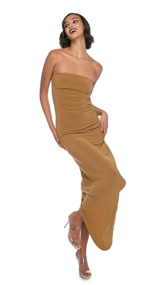 Norma Kamali Dresses STRAPLESS SIDE DRAPE GOWN Woods 8211 Clothing