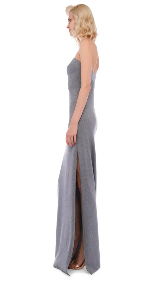 Norma Kamali Dresses STRAPLESS SIDE SLIT GOWN Medium Heather Grey 8211 Clothing Norma Kamali Dresses STRAPLESS SIDE SLIT GOWN Medium Heather Grey 8211 Clothing