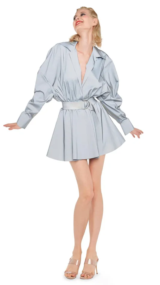 Norma Kamali Dresses SUPER OS BF NK SHIRT MINI DRESS Grey 8211 Clothing