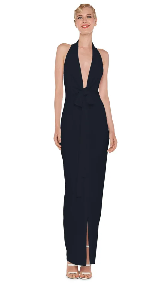 Norma Kamali Dresses TIE FRONT HALTER GOWN Black 8211 Clothing
